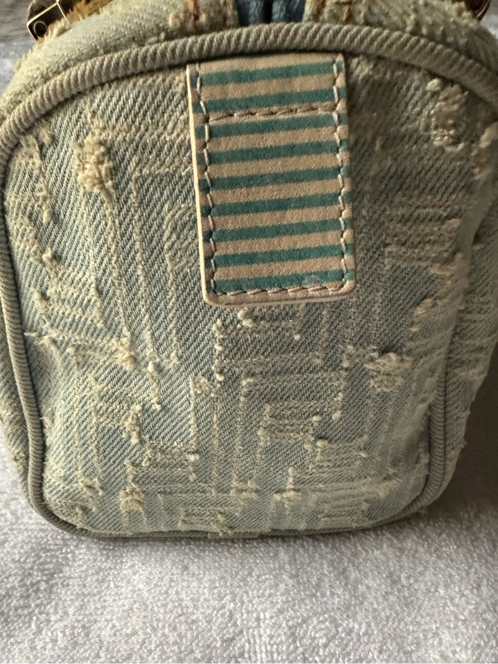 Fendi Vintage Denim Mini Boston Bag Distressed Zucca Y2K COA - Picture 12 of 16